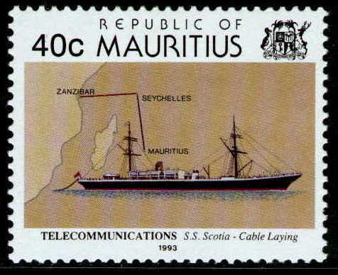 1993 Mauritius stamp featuring CS scotia.